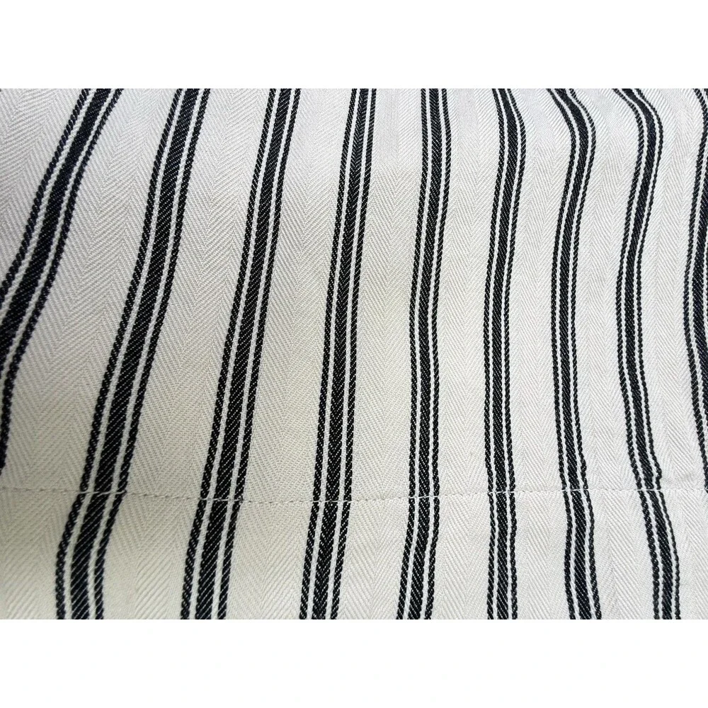 Pottery Barn Set of 2 Stripe Drapes Linen Blend Curtains 48“ X 79“  & Rings Blue